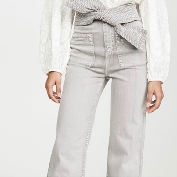 Ulla Johnson Ash Denim Wade Tie Waist Wide Leg Jeans 8 - Picture 7 of 9